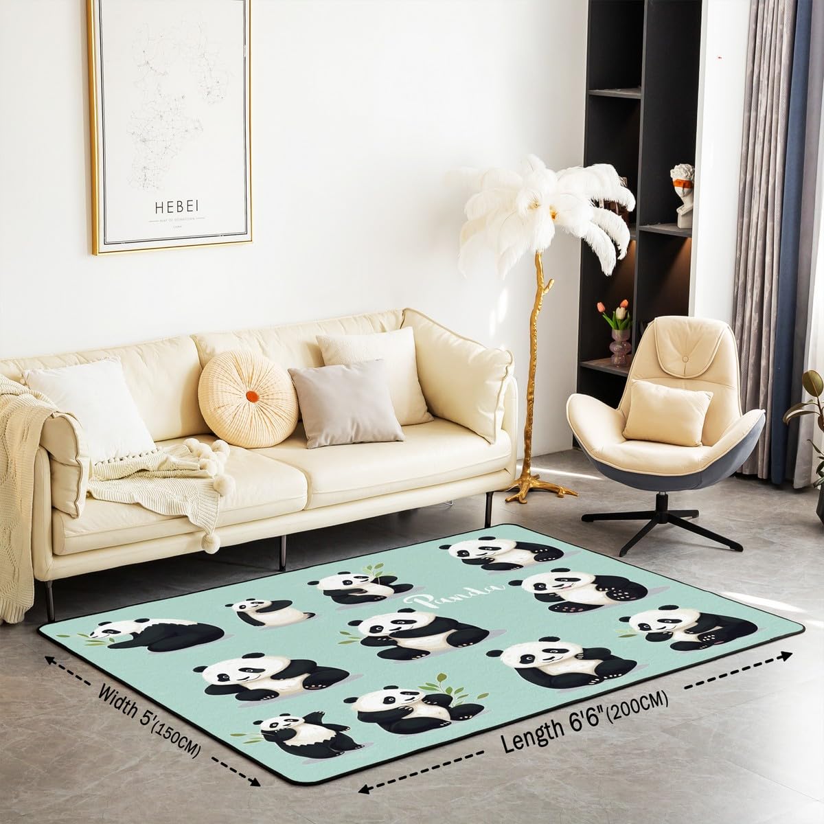 jejeloiu Panda Rugs for Living Room Bedroom Shag Decorative Carpet Rugs Cute Panda Bear Decor Soft Accent Rug for Room Living Room Bedroom Machine Washable Multifunctional Rugs