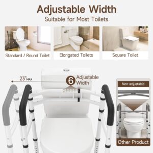 WAYES Toilet Safety Rails - Toilet Arms for Elderly, Fit for Most Toilet, Up to 300 Lbs, Adjustable Height & Width