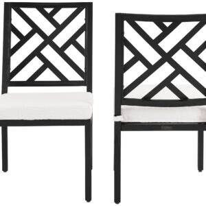 Crosley Furniture Locke 2-Piece Outdoor Chair Set, Dining Patio Chairs for Deck, Backyard, Matte Black with Creme Cushions