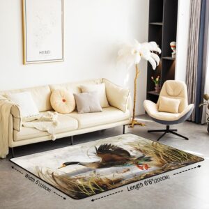 Mallard Duck Rugs for Living Room Bedroom Boys Girls Wild Duck Hunting Area Rug 5x7 for Kids Women Men Ultra Soft Lodge Cabin Farmhouse Decorative Carpet Floor Mat Room Decor