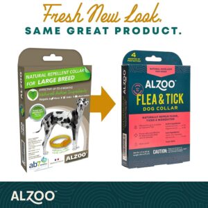 ALZOO Flea & Tick Dog Collar, Helps Repel Fleas, Ticks & Mosquitoes, 100% Plant-Based Active Ingredients, Phthalates and PVC Free, for Large Dogs: 40+ lbs, Pack of 2