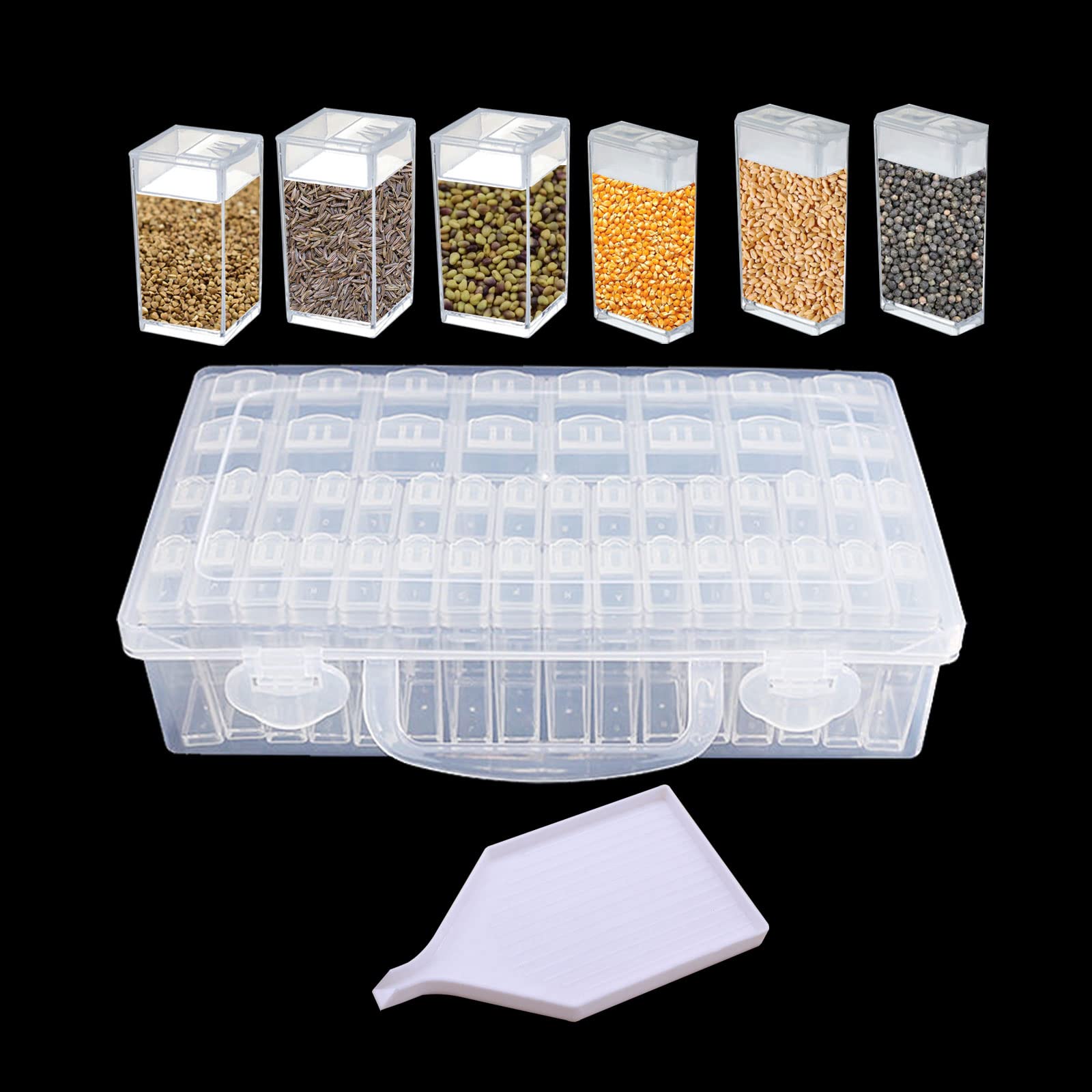 CDIYTOOL Seed Storage Box, Transparent Clear Seed Beads Container Plastic Seed Storage Organizer Reusable Storage Container for Flower Vegetable Seed Small Containers with Lid (48 Slot Square Small)