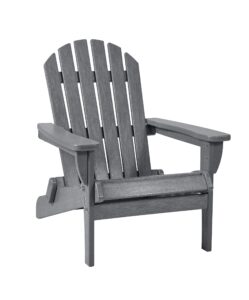 keter willoughby folding adirondack chair with weatherproof finish, outdoor furniture for entertaining by the pool, patio, and fire pit, easy assembly for sturdy and steady outdoor seating, gray