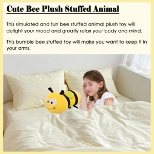 zhidiloveyou Bee Plush Stuffed Animal Cute Stuffed Bumble Bee Hug Pillow Toy for Kids, 17.72"