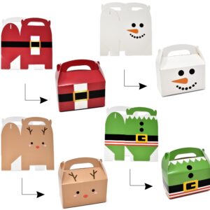 Gift Boutique 24 Pack Christmas Treat Boxes Xmas Cardboard Party Favor Gable Paper Box Santa Elf Snowman Reindeer for Wrapping Classroom Supply Fill with Candy Treats Cookies Cupcake Goodies Prize