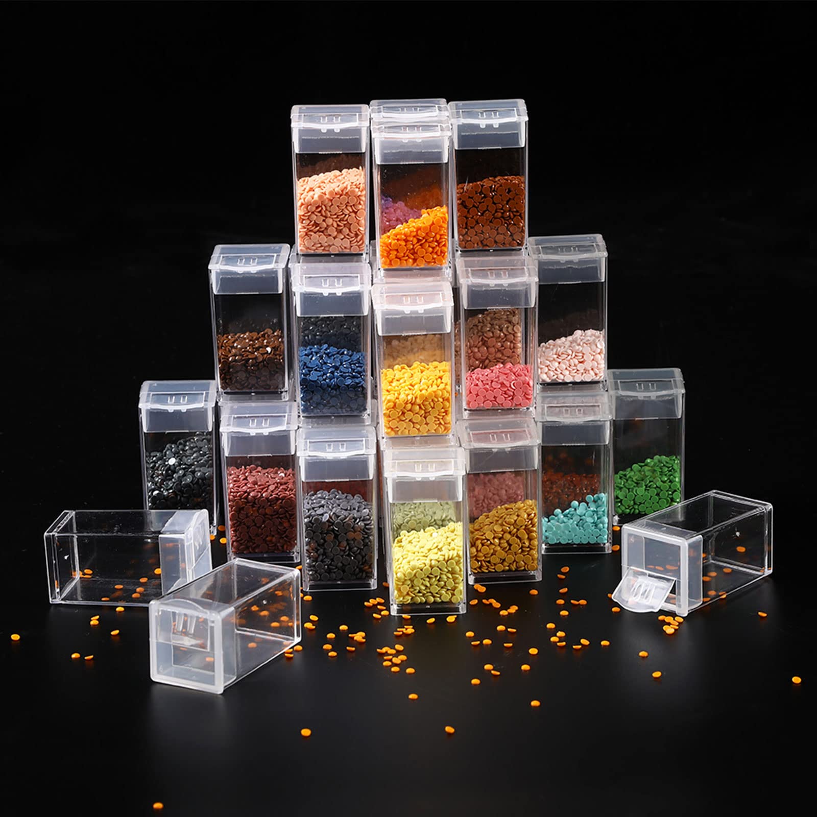 CDIYTOOL Seed Storage Box, Transparent Clear Seed Beads Container Plastic Seed Storage Organizer Reusable Storage Container for Flower Vegetable Seed Small Containers with Lid (48 Slot Square Small)