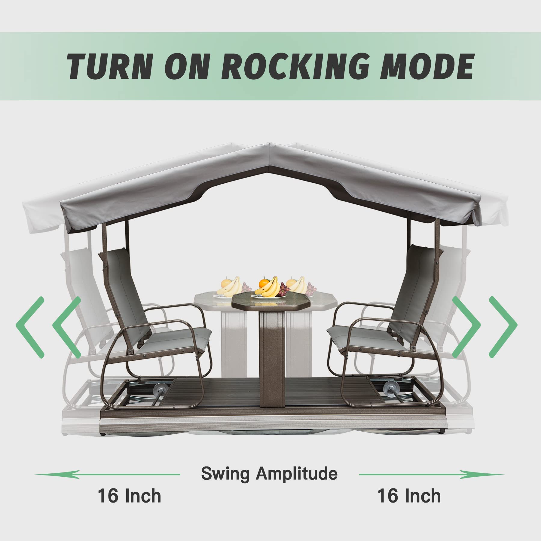 Domi 4-Seat Outdoor Glider Benches with Canopy, Retro Metal Glider Chair with Aluminum Frame, Patio Swing Chair for Outside,Garden,Lawn