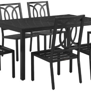 Crosley Furniture Chambers 7-Piece Outdoor Dining Set for 6, Patio Table and Chairs for Backyard, Deck, Matte Black with Creme Cushions