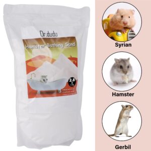 DR.DUDU Hamster Bath Sand, 2.8lb Dust Free Desert Sand or Potty Litter Sand for Hamster Chinchillas Gerbil Syrian Mice Small Animals (White)