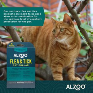 ALZOO Flea & Tick Cat Collar, Helps Repel Fleas, Ticks & Mosquitoes, 100% Plant-Based Active Ingredients, Phthalates and PVC Free, Up to 8 Months Protection, Pack of 2