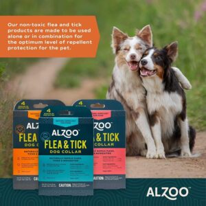 ALZOO Flea & Tick Dog Collar, Helps Repel Fleas, Ticks & Mosquitoes, 100% Plant-Based Active Ingredients, Phthalates and PVC Free, Up to 4 Months Protection, for Small Dogs: 15 lbs & Under, Pack of 2