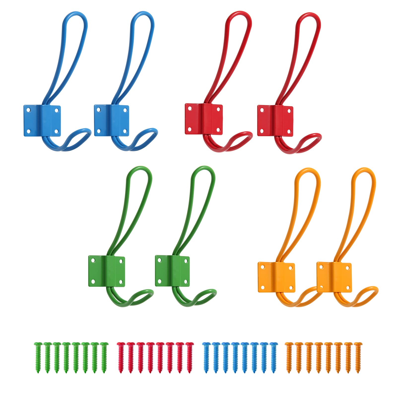 KYSMOTIC Kids Wall Hooks for Boys and Girls for Jackets Coats Backpacks Robes and Towels - Perfect Children Coat Rack Wall Mounted for Classroom Bedroom and Bathroom - Set of 8