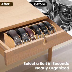 UGZOO Bamboo Belt Organizer Holder - Belt Holder for Closet Wall, Drawer or Tabletop Displays - Belt Storage Rack with Mounting Hardware Makes Great for Men (Bamboo 02)