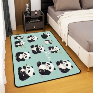 jejeloiu Panda Rugs for Living Room Bedroom Shag Decorative Carpet Rugs Cute Panda Bear Decor Soft Accent Rug for Room Living Room Bedroom Machine Washable Multifunctional Rugs