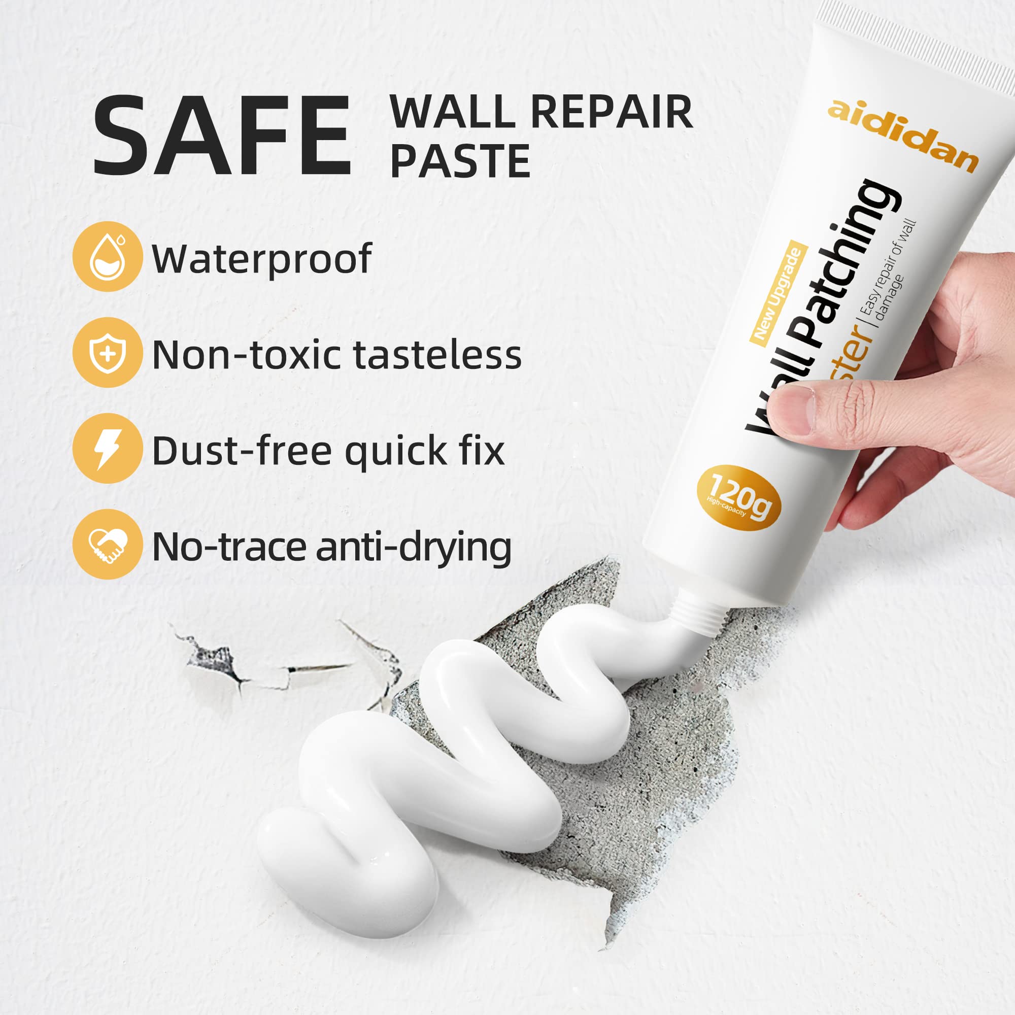 Drywall Repair Kit Hole Repair Patch Kits Wall Spackle Repair Paste Wall Mending Agent Quick Fix Solution for Home Wall, White Repair Putty Plaster Dent & Wood Scratch Repair