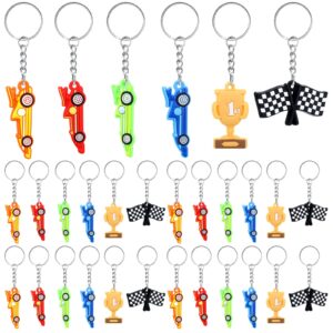 kigeli 36 pcs race car keychain race car party favors key ring decoration silicone keychain reusable race car birthday party supplies for bridal shower goodie bag fillers race car party ornaments