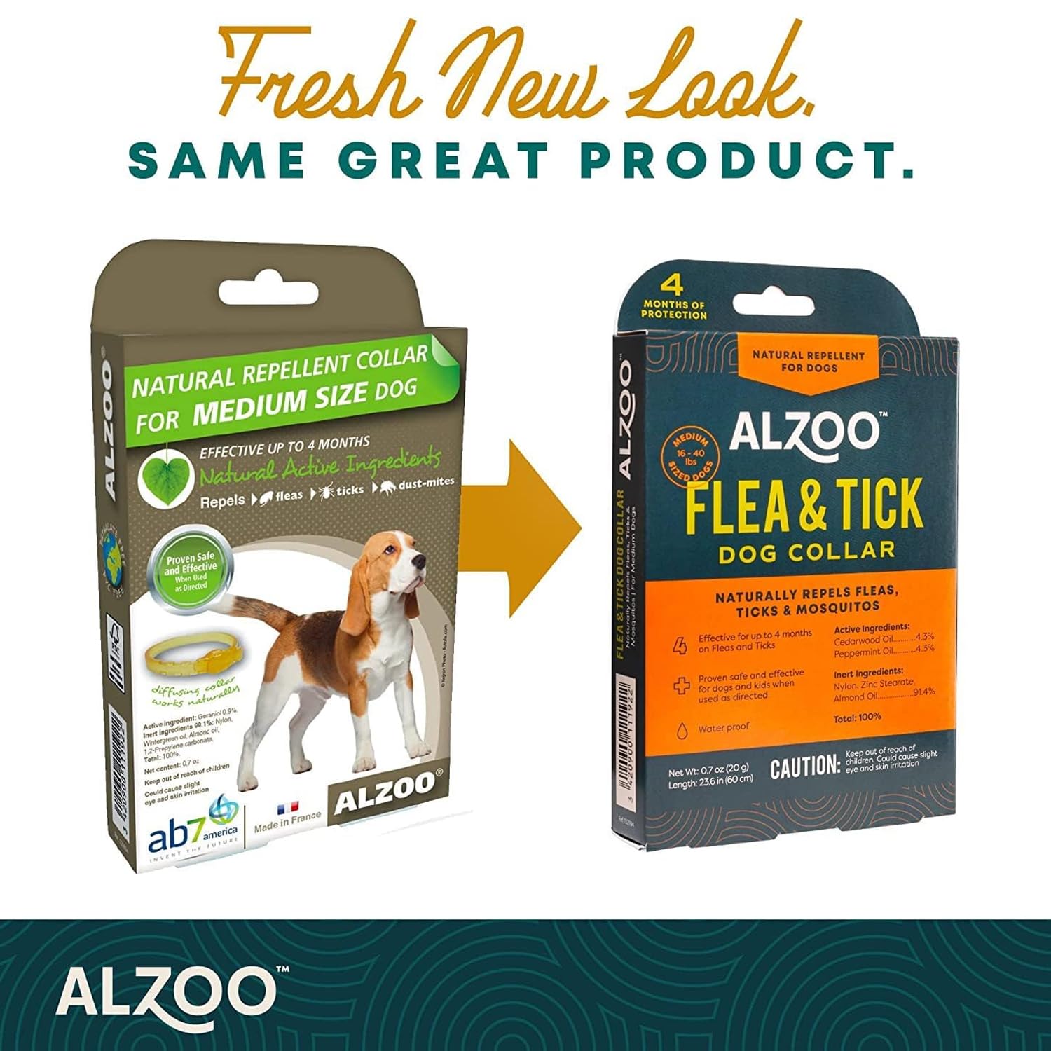 ALZOO Flea & Tick Dog Collar, Helps Repel Fleas, Ticks & Mosquitoes, 100% Plant-Based Active Ingredients, Phthalates and PVC Free, Up to 4 Months Protection, Medium-Sized Dogs: 16-40 lbs, Pack of 2