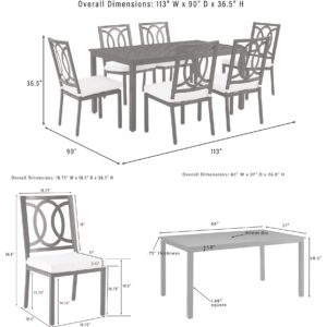 Crosley Furniture Chambers 7-Piece Outdoor Dining Set for 6, Patio Table and Chairs for Backyard, Deck, Matte Black with Creme Cushions