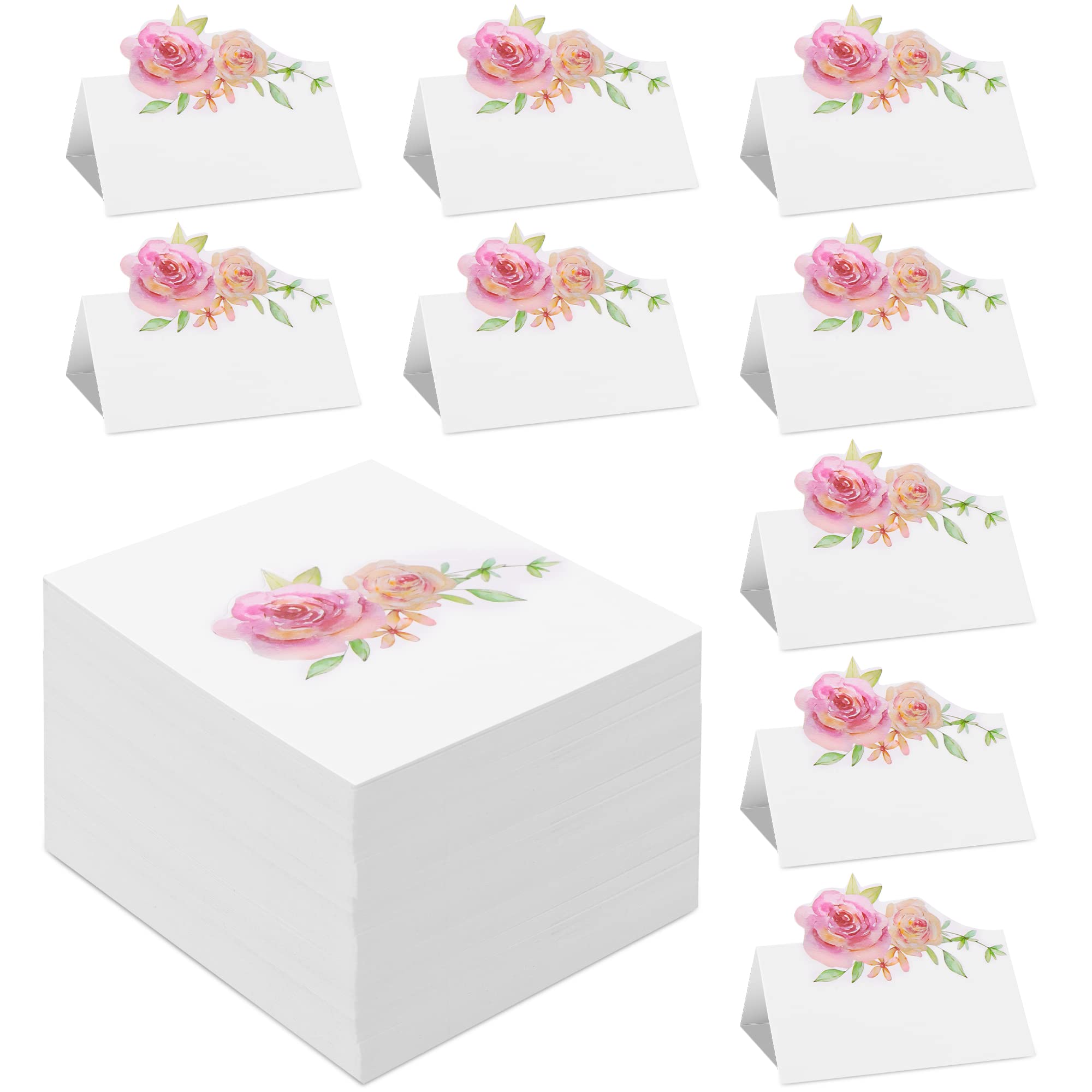 60 Pcs Floral Place Cards for Wedding Small Tent Name Card Table Setting for Banquets Dinner Parties Baby Shower Weddings 3.5 x 2 Inch