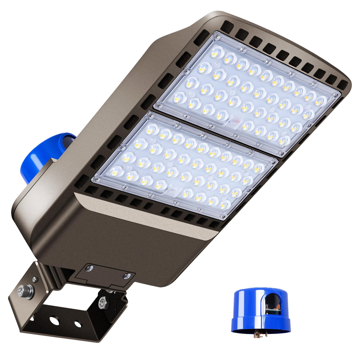 BIRITALO 200W LED Parking Lot Light 28000LM Bright Dusk to Dawn Flood Lights Outdoor with Trunnion Wall Yoke Mount 5500K Commercial 85-277V IP65 Waterproof Shoebox Barn Lighting for Yard,Garage