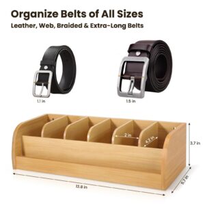 UGZOO Bamboo Belt Organizer Holder - Belt Holder for Closet Wall, Drawer or Tabletop Displays - Belt Storage Rack with Mounting Hardware Makes Great for Men (Bamboo 02)