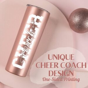 Onebttl Cheer Coach Gifts For Women, Her, Female - Cheer Coach - 20oz/590ml Stainless Steel Skinny Insulated Tumbler with Straw, Lid - Gift for Cheerleading or Cheerleader Coachs - (Rose gold)