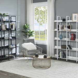 Harper & Bright Designs 5 Tier Bookcase Home Office Open Bookshelf, Vintage Industrial Style Shelf, MDF Board, White Metal Frame, Oak