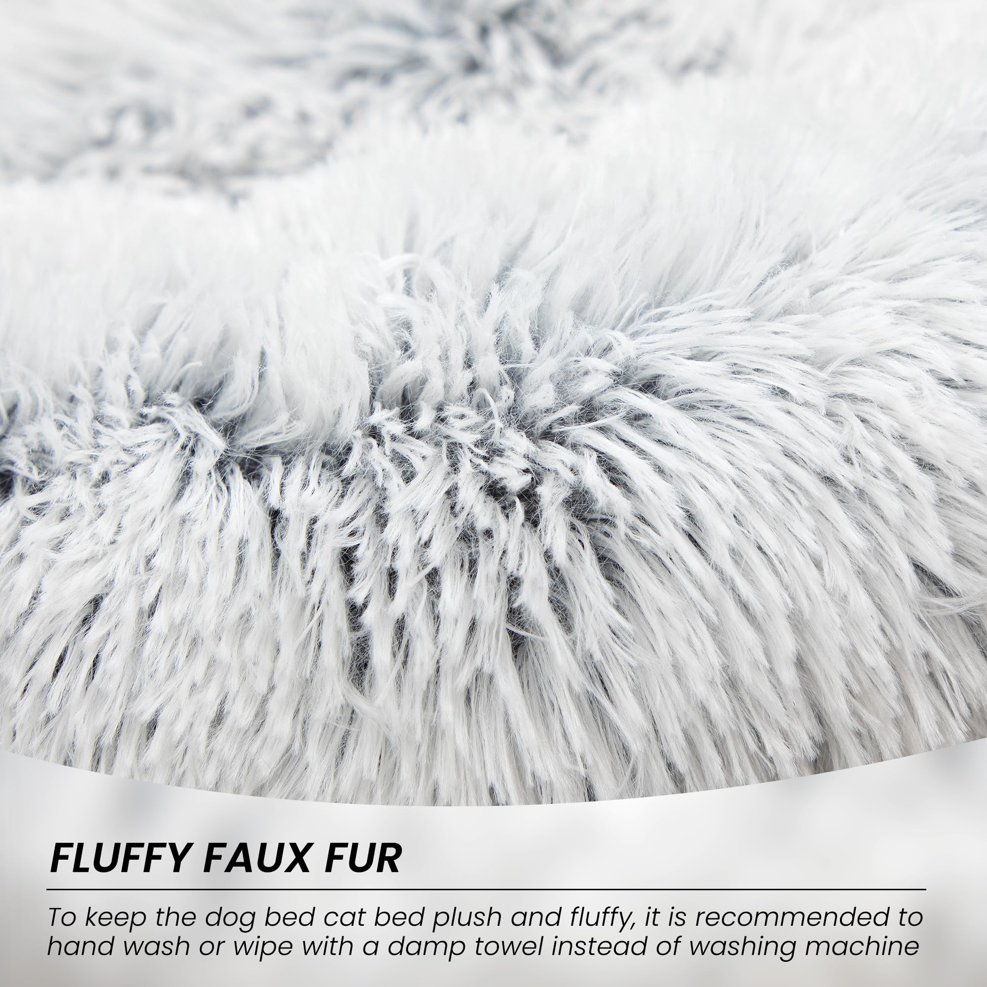 Vannokor Cat Bed for Indoor Cat, Calming Anti Anxiety Donut Cat Bed Fluffy Faux Fur Plush Cat Bed, 24 Inch Warming Cozy Soft Round Cat Bed, Anti Slip Waterproof Pet Cuddler Bed for Small and Medium