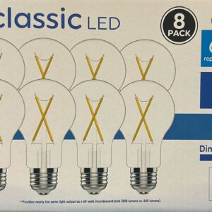 GE Classic A19 Daylight 60-Watt EQ Dimmable LED Light Fixture Light Bulbs (8-Pack)