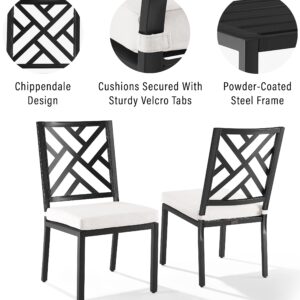 Crosley Furniture Locke 2-Piece Outdoor Chair Set, Dining Patio Chairs for Deck, Backyard, Matte Black with Creme Cushions