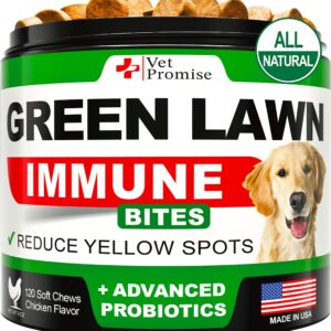 Grass Burn Spot Chews for Dogs - Dog Urine Neutralizer for Lawn - 120 Grass Green Dog Chews - Grass Savers for Dog Urine - Dog Pee Grass Neutralizer with Probiotics - Digestive Enzymes - Made in USA