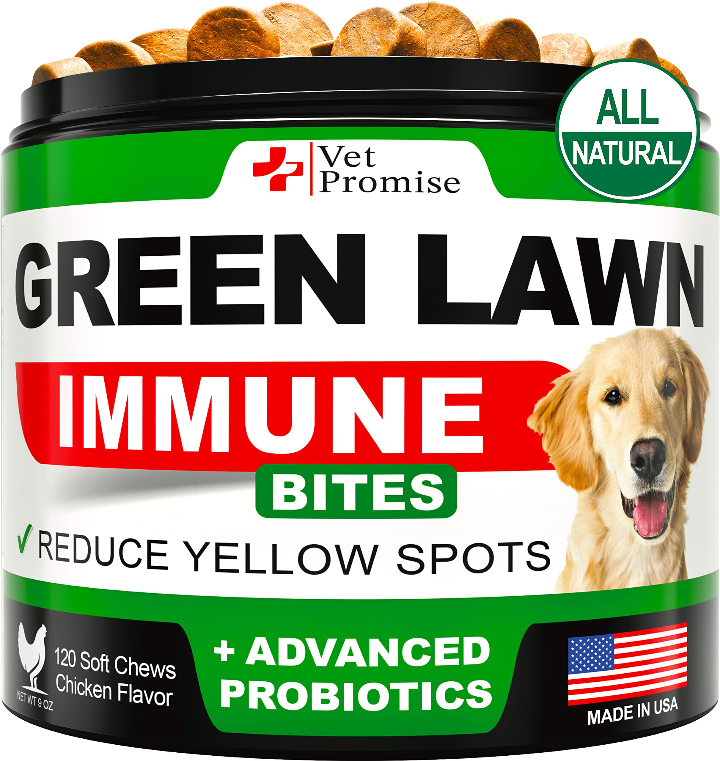 Grass Burn Spot Chews for Dogs - Dog Urine Neutralizer for Lawn - 120 Grass Green Dog Chews - Grass Savers for Dog Urine - Dog Pee Grass Neutralizer with Probiotics - Digestive Enzymes - Made in USA