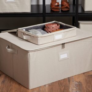 Covermates Keepsakes - Zip-Top Storage Box - Heavy Duty Polyester- Reinforced Handles - Stackable Design - Indoor Storage-Beige Heather