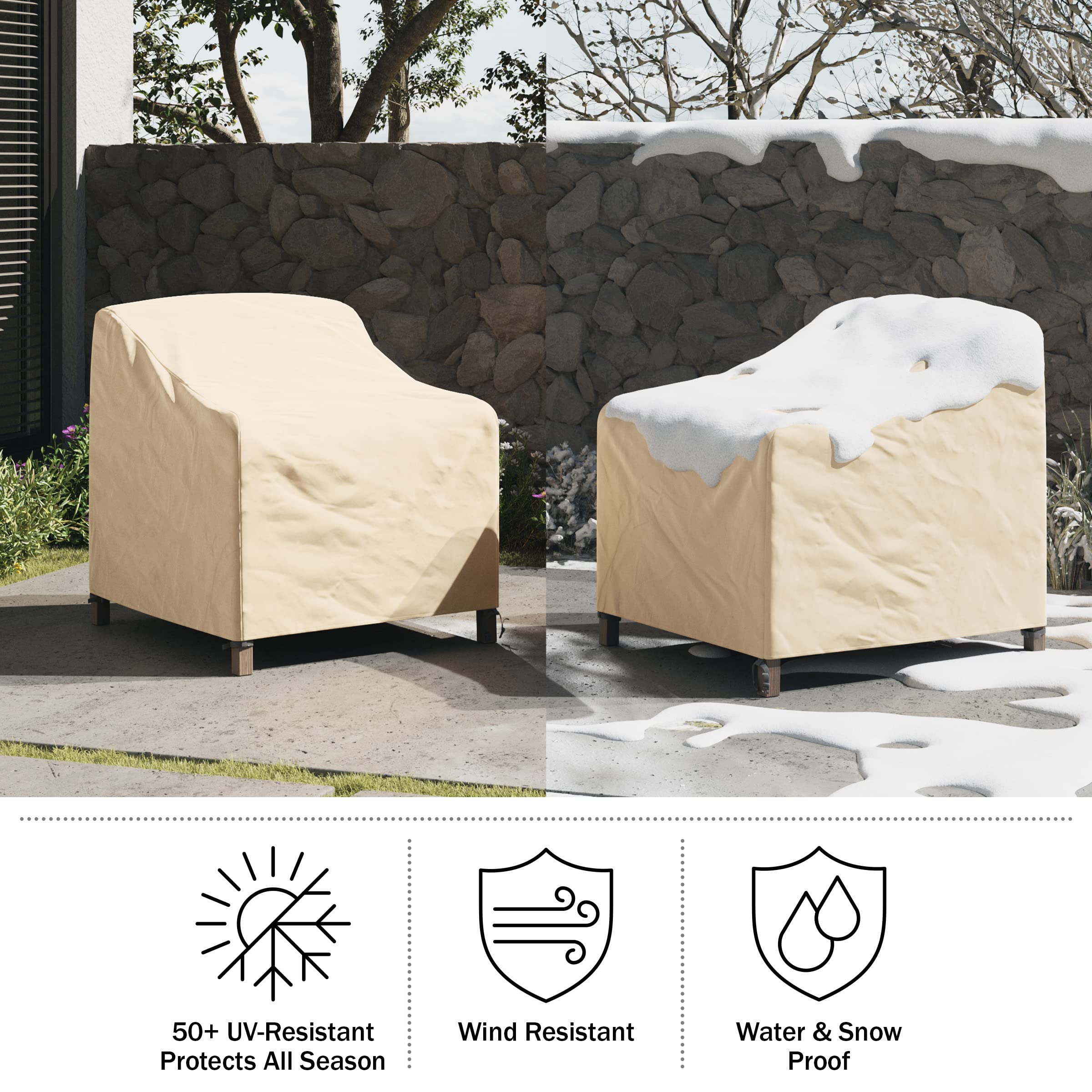 Pure Garden 50-LG1299 Outdoor Chair Covers 2-Pack Slipcover, Tan