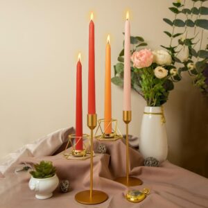 Smokeless Long Taper Candles Orange Scented 10inch Handmade Dinner Candlesticks for Home Decoration Holiday Gifts