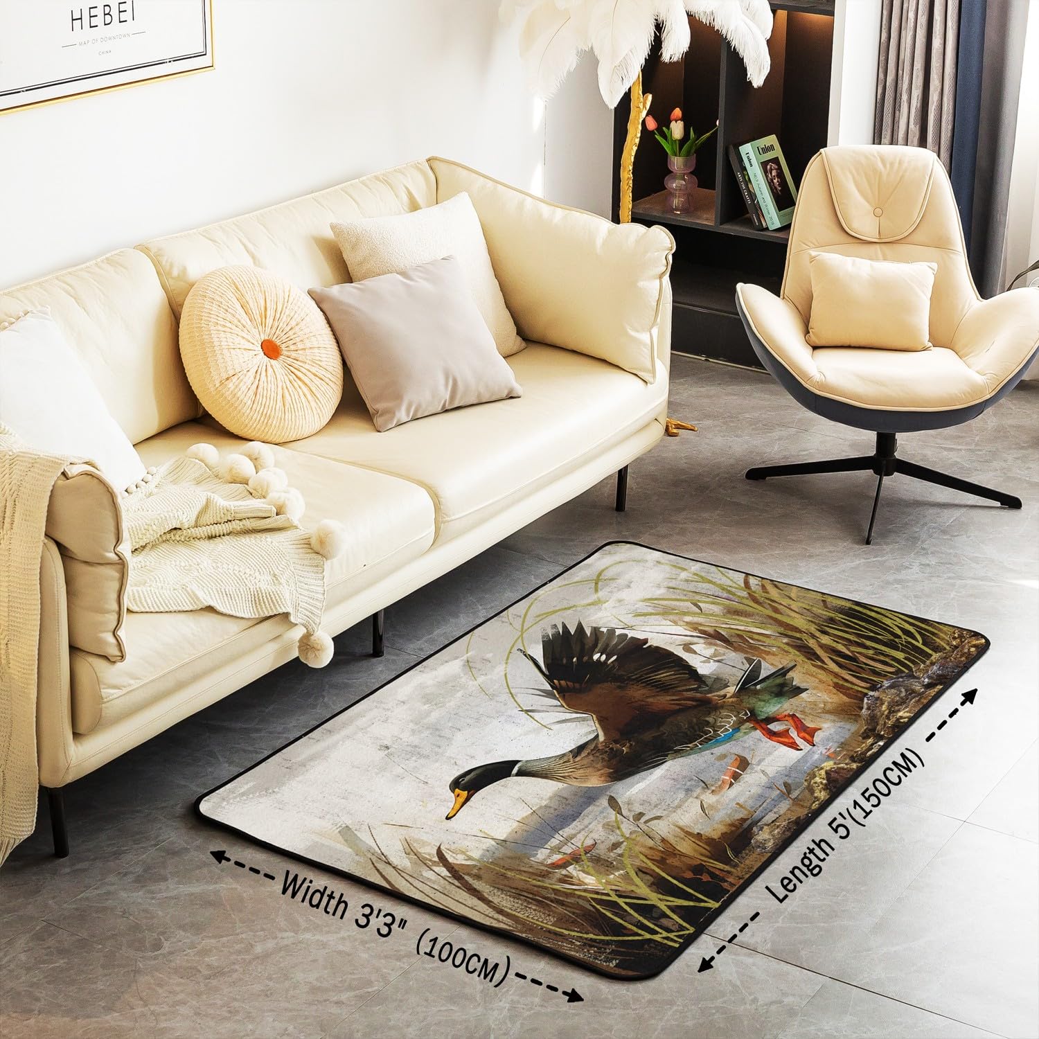 Mallard Duck Rugs for Living Room Bedroom Boys Girls Wild Duck Hunting Area Rug 5x7 for Kids Women Men Ultra Soft Lodge Cabin Farmhouse Decorative Carpet Floor Mat Room Decor