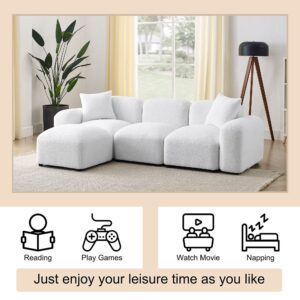 GNIXUU Modular Sectional Sofa, 94.5" Convertible L-Shaped Couch for Living Room, Modern Minimalist Teddy Sherpa Cloud Couches with 2 Comfy Pillows, White