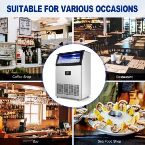 Commercial Ice Maker Machine 360LBS/24H with 77LBS Large Ice Storage Bin, 126Pcs Clear Ice Cubes in 11Mins, Stainless Steel Under Counter Industrial Ice Machine for Bar, Restaurant Business