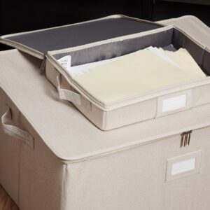 Covermates Keepsakes - Zip-Top Storage Box - Heavy Duty Polyester- Reinforced Handles - Stackable Design - Indoor Storage-Beige Heather