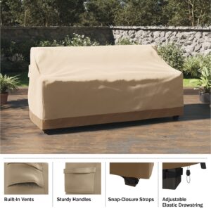 Pure Garden Outdoor Couch Cover - 76x33in Heavy-Duty 600D Polyester Canvas with UV 50+ and Waterproof Backing - Patio Furniture Covers (Beige)