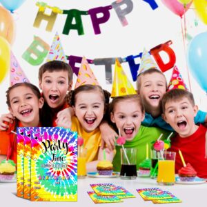 YSTEP Tie Dye Birthday Party Invitations, 20 Invite Cards with Envelopes, 4"x6" It's Party Time Birthday Invites - B21