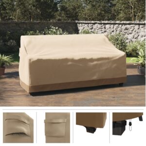 Pure Garden Outdoor Couch Cover - 76x33in Heavy-Duty 600D Polyester Canvas with UV 50+ and Waterproof Backing - Patio Furniture Covers (Beige)