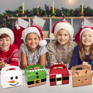 Gift Boutique 24 Pack Christmas Treat Boxes Xmas Cardboard Party Favor Gable Paper Box Santa Elf Snowman Reindeer for Wrapping Classroom Supply Fill with Candy Treats Cookies Cupcake Goodies Prize