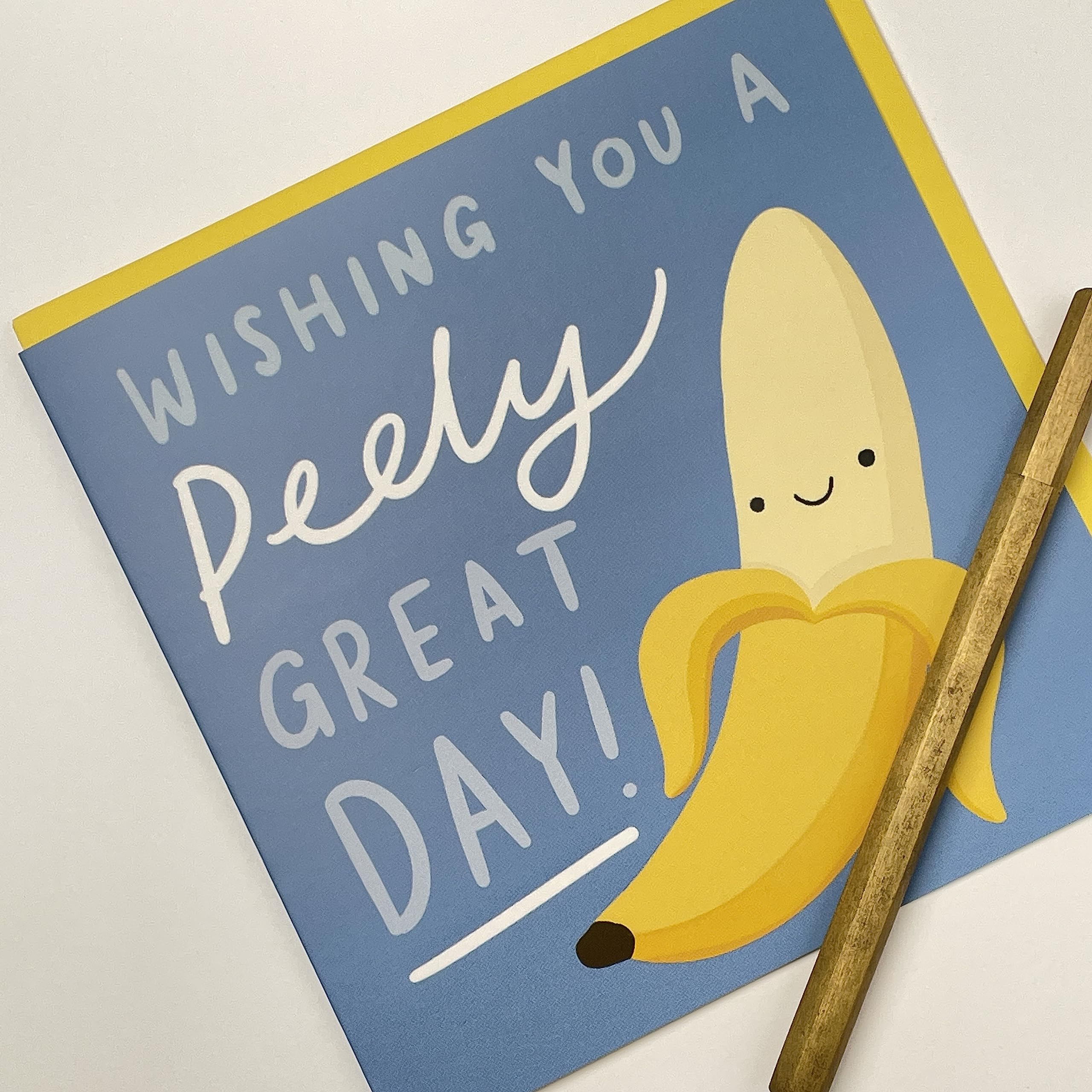 Old English Co. Cute Birthday Card for Him or Her - 'Peely Great Day' Banana Pun Greeting Card - Fun Father's Day Card for Dad - Humourus Card for Birthday | Blank Inside with Envelope