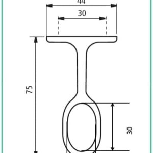 Center Oval Wardrobe Rod Tub Support Bracket with Installation Screws - 15 x 30 mm (Matte Brass)