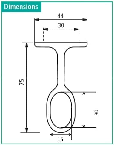 Center Oval Wardrobe Rod Tub Support Bracket with Installation Screws - 15 x 30 mm (Matte Brass)