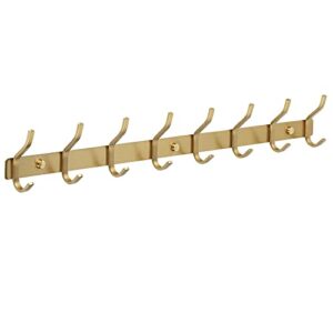 alise coat rack wall mount,coat hanger rail with 8 double coat hooks for hanging coats bathroom,sus304 stainless steel towel hanger hook racks for purse clothes entryway jacket hats,gold finish