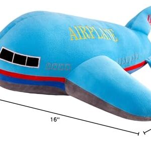 zhidiloveyou 15.7" Airplane Plush Blue Stuffed Plane Toy Aircraft Hug Pillow Gifts for Kids