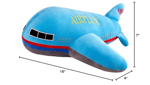 zhidiloveyou 15.7" Airplane Plush Blue Stuffed Plane Toy Aircraft Hug Pillow Gifts for Kids