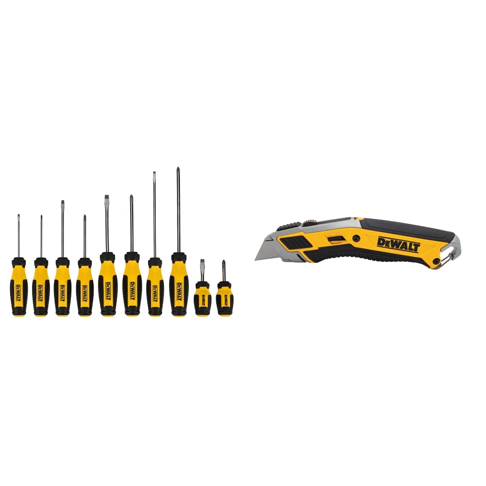 DEWALT Fixed Bar Screwdriver Set (10 pc.) (DWHT65201) and DEWALT PREMIUM RETRACTABLE KNIFE